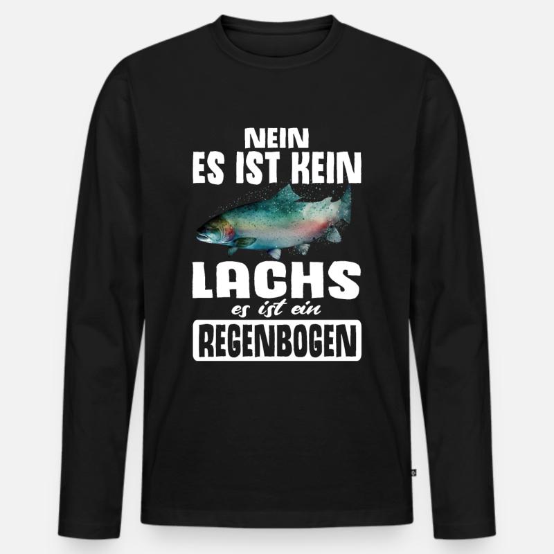 Forellen Angeln - Männer Premium Bio Langarmshirt - Schwarz