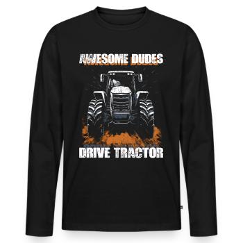 Great Guys Driving Tractor Farmer Farmer Gift - Men's Premium Organic Long Sleeve Shirt - black - Front - Nico (187cm)