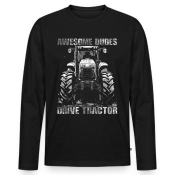 Great Guys Driving Tractor Farmer Farmer Gardener - Men's Premium Organic Long Sleeve Shirt - black - Front - Nico (187cm)