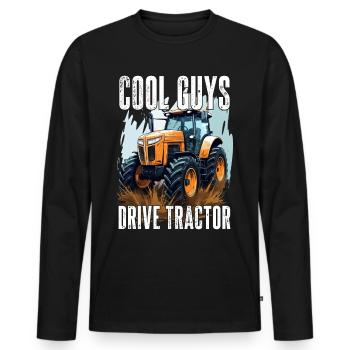 Cool Boys Driving Tractor Farmer Farmer Gift - Men's Premium Organic Long Sleeve Shirt - black - Front - Nico (187cm)