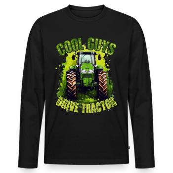 Cool Boys Driving Tractor Gift Farmer Farmer - Men's Premium Organic Long Sleeve Shirt - black - Front - Nico (187cm)