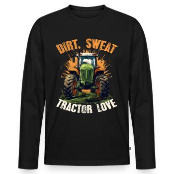 Dirt Sweat Tractor Love Farmer Agriculture - Men's Premium Organic Long Sleeve Shirt - black - Front - Nico (187cm)