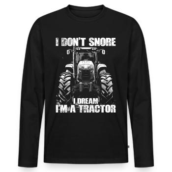 I don't snore, tractor, farmer, farmer - Men's Premium Organic Long Sleeve Shirt - black - Front - Nico (187cm)
