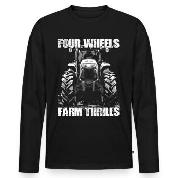 Four Wheels Farm Thrills Tractor Farmer Farmer - Men's Premium Organic Long Sleeve Shirt - black - Front - Nico (187cm)