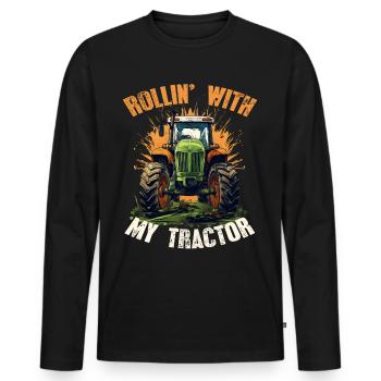 Rollin' avec mon tracteur Agriculture - T-shirt manches longues Premium bio Homme - noir - Devant - Nico (187cm)