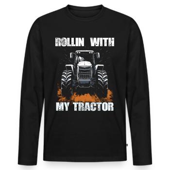 Rollin' avec mon tracteur Agriculture - T-shirt manches longues Premium bio Homme - noir - Devant - Nico (187cm)