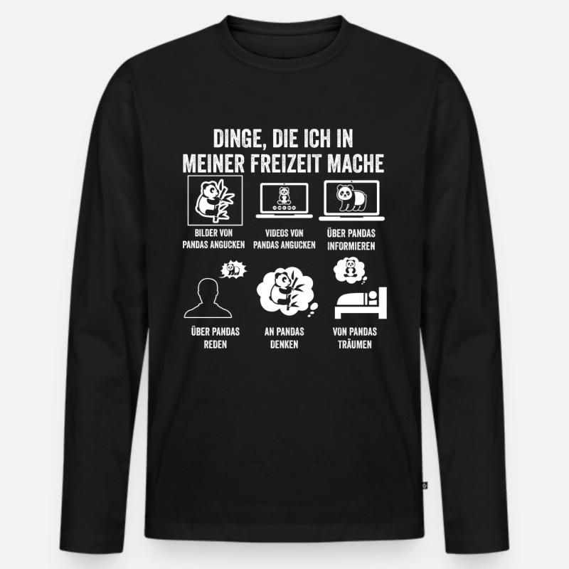 Pandabär Panda - Männer Premium Bio Langarmshirt - Schwarz