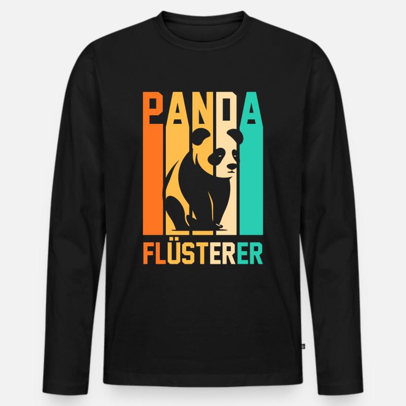 Pandabär Panda - Männer Premium Bio Langarmshirt - Schwarz