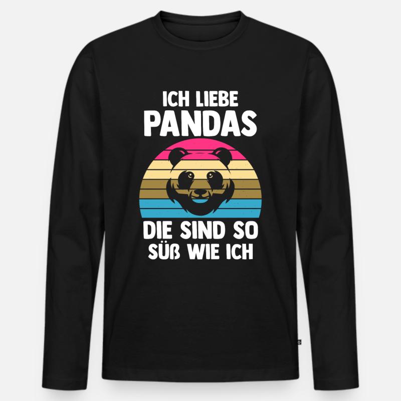 Pandabär Panda - Männer Premium Bio Langarmshirt - Schwarz
