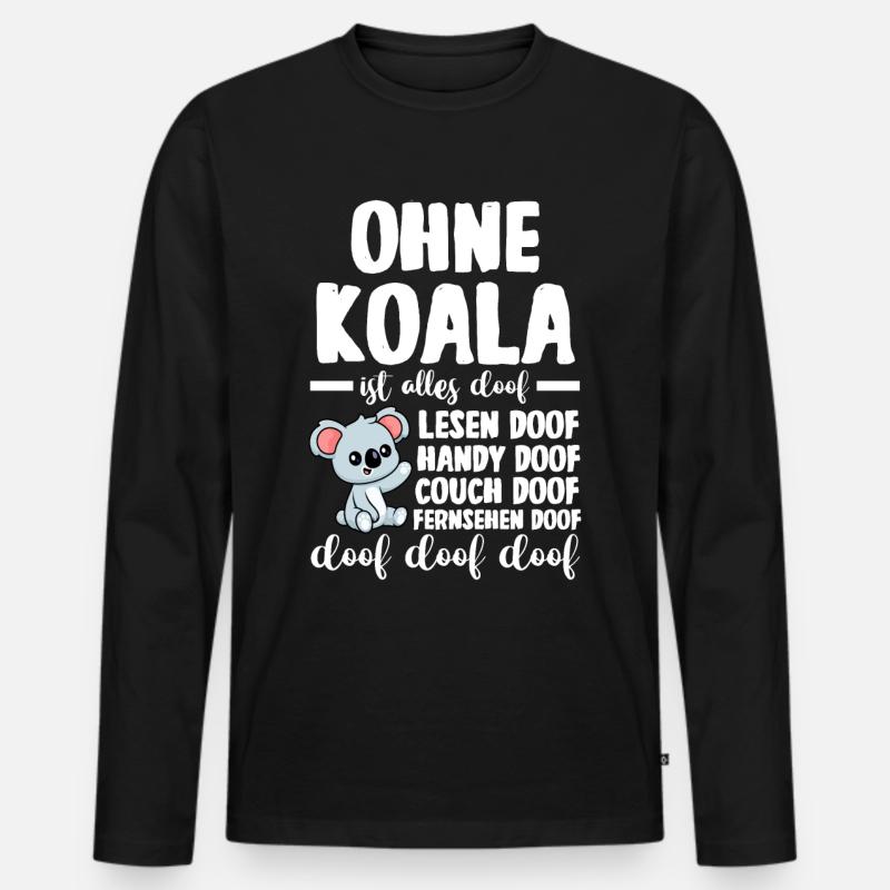 Koalabär Koala - Männer Premium Bio Langarmshirt - Schwarz