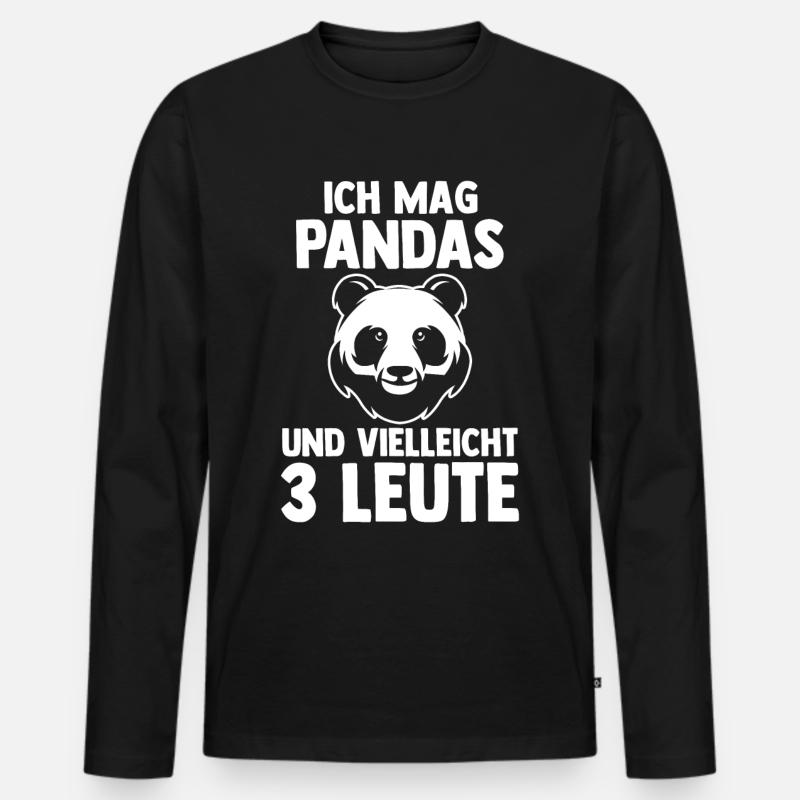 Pandabär Panda - Männer Premium Bio Langarmshirt - Schwarz