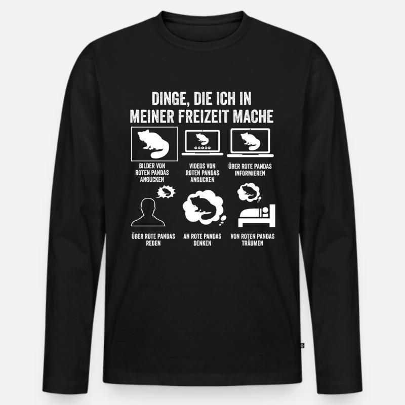 Roter Panda - Männer Premium Bio Langarmshirt - Schwarz