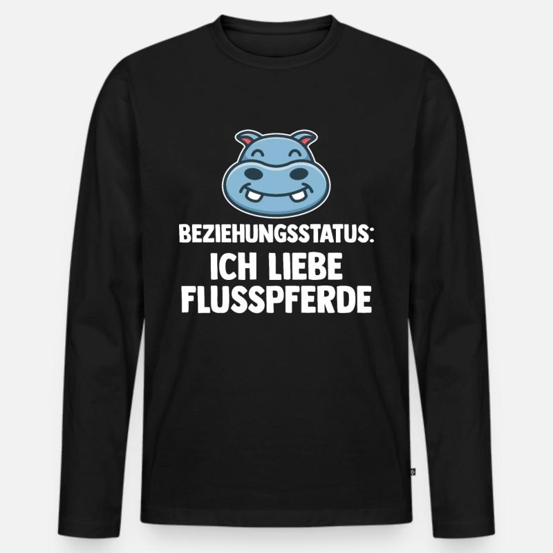 Nilpferd Flusspferd - Männer Premium Bio Langarmshirt - Schwarz