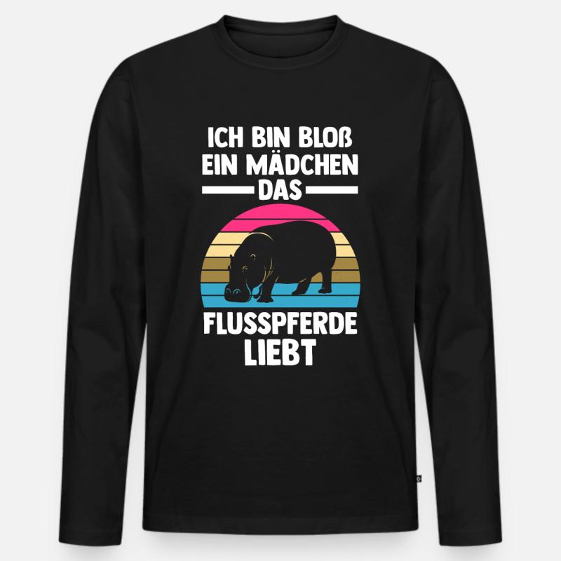 Nilpferd Flusspferd - Männer Premium Bio Langarmshirt - Schwarz