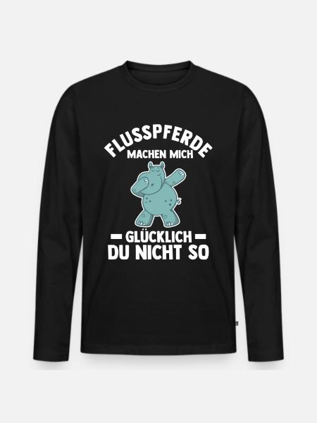 Nilpferd Flusspferd - Männer Premium Bio Langarmshirt - Schwarz
