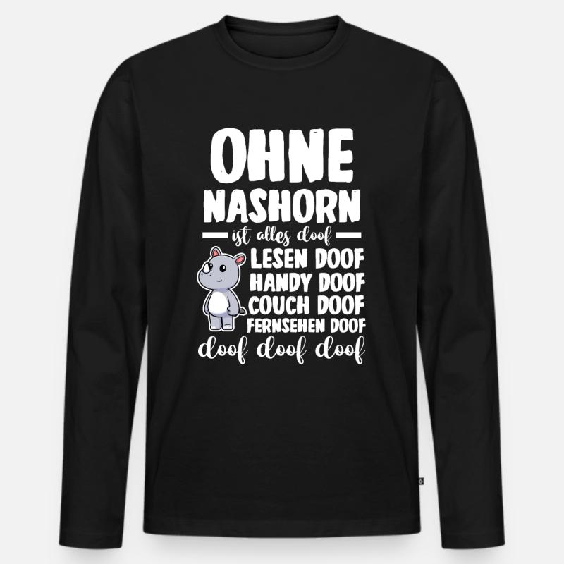 Nashorn - Männer Premium Bio Langarmshirt - Schwarz