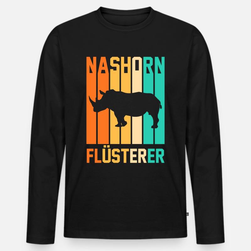 Nashorn - Männer Premium Bio Langarmshirt - Schwarz