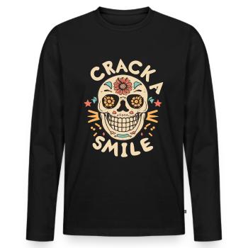 Skulls Crack A Smile Totenkopf Skull - Männer Premium Bio Langarmshirt - Schwarz - Vorne - Nico (187cm)
