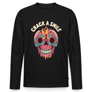 Skulls Crack A Smile Totenkopf Skull - Männer Premium Bio Langarmshirt - Schwarz - Vorne - Nico (187cm)