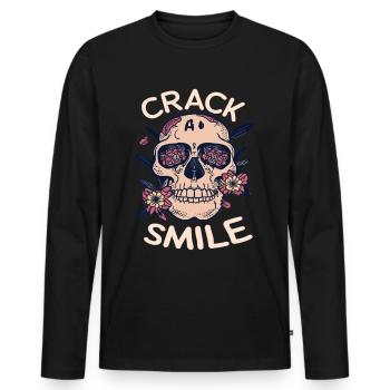Skulls Crack A Smile Totenkopf Skull - Männer Premium Bio Langarmshirt - Schwarz - Vorne - Nico (187cm)