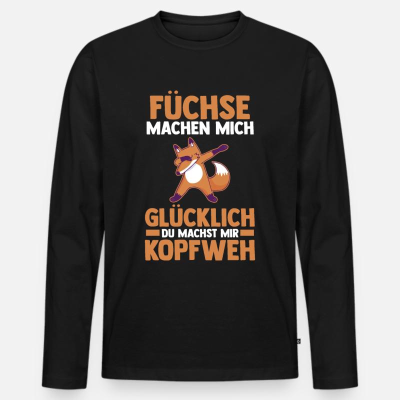 Fuchs - Männer Premium Bio Langarmshirt - Schwarz