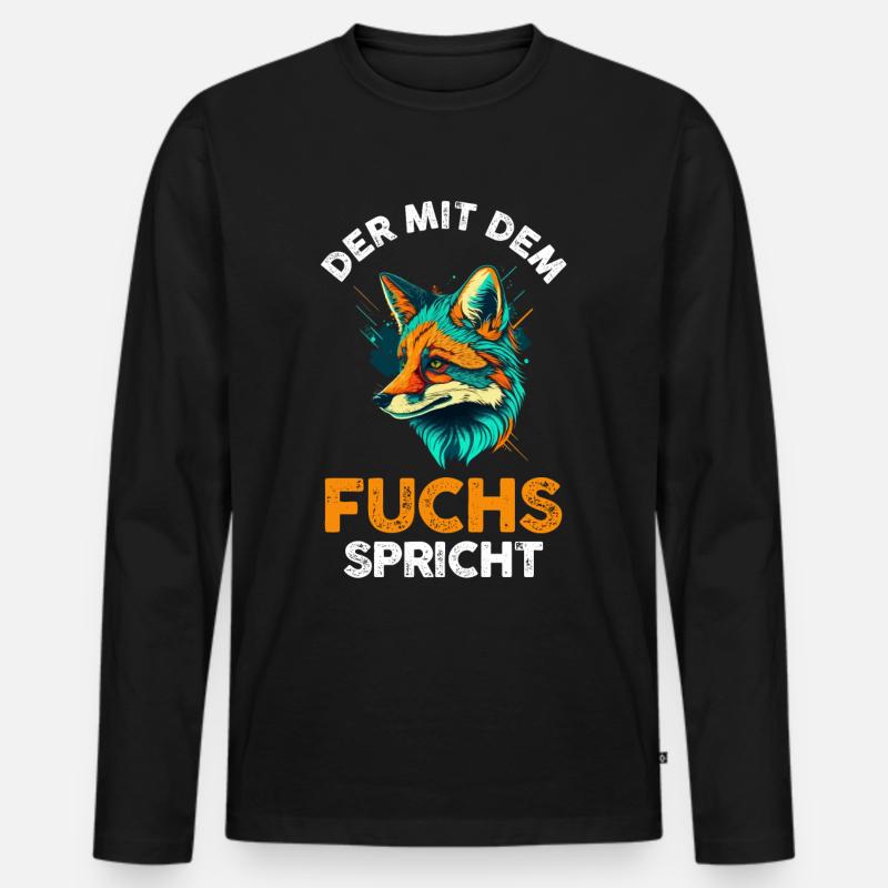 Fuchs - Männer Premium Bio Langarmshirt - Schwarz