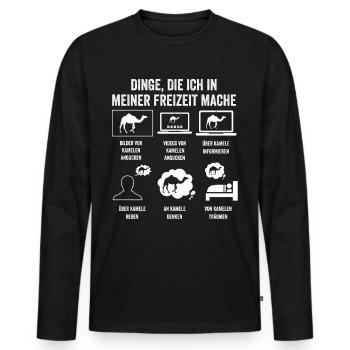 Kamel - Männer Premium Bio Langarmshirt - Schwarz - Vorne - Nico (187cm)