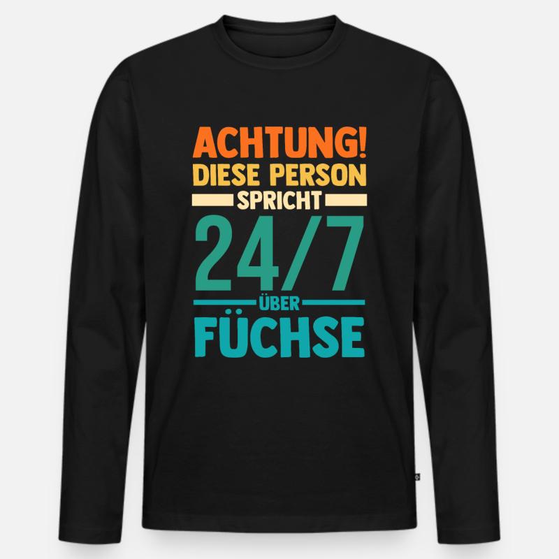 Fuchs - Männer Premium Bio Langarmshirt - Schwarz