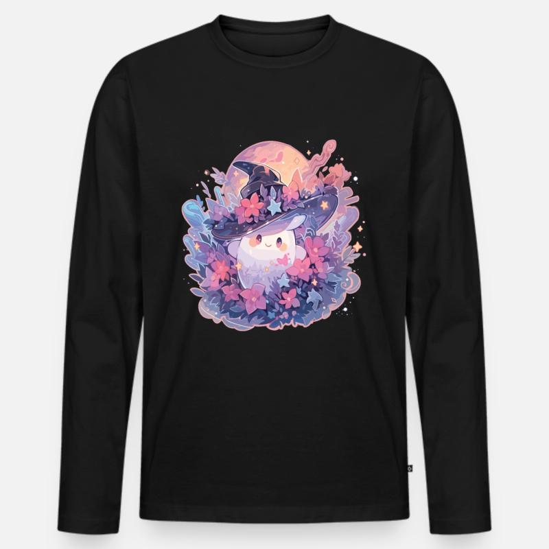 Gespenst Halloween Geist Halloween Geist Kostüm - Männer Premium Bio Langarmshirt - Schwarz