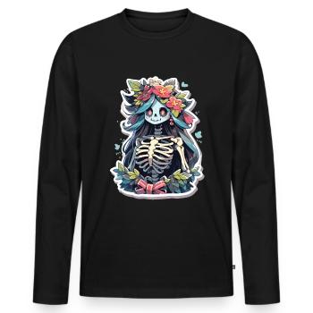 Crâne de squelette Crâne Crâne Crâne - T-shirt manches longues Premium bio Homme - noir - Devant - Nico (187cm)