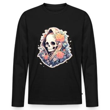 Crâne de squelette Crâne Crâne Crâne - T-shirt manches longues Premium bio Homme - noir - Devant - Nico (187cm)