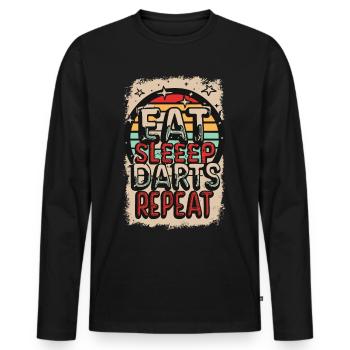 Mangez des fléchettes de sommeil Répétez le dicton de fléchettes - T-shirt manches longues Premium bio Homme - noir - Devant - Nico (187cm)