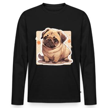 Mops Mops Hund Mops Leben Mops Geschenke - Männer Premium Bio Langarmshirt - Schwarz - Vorne - Nico (187cm)