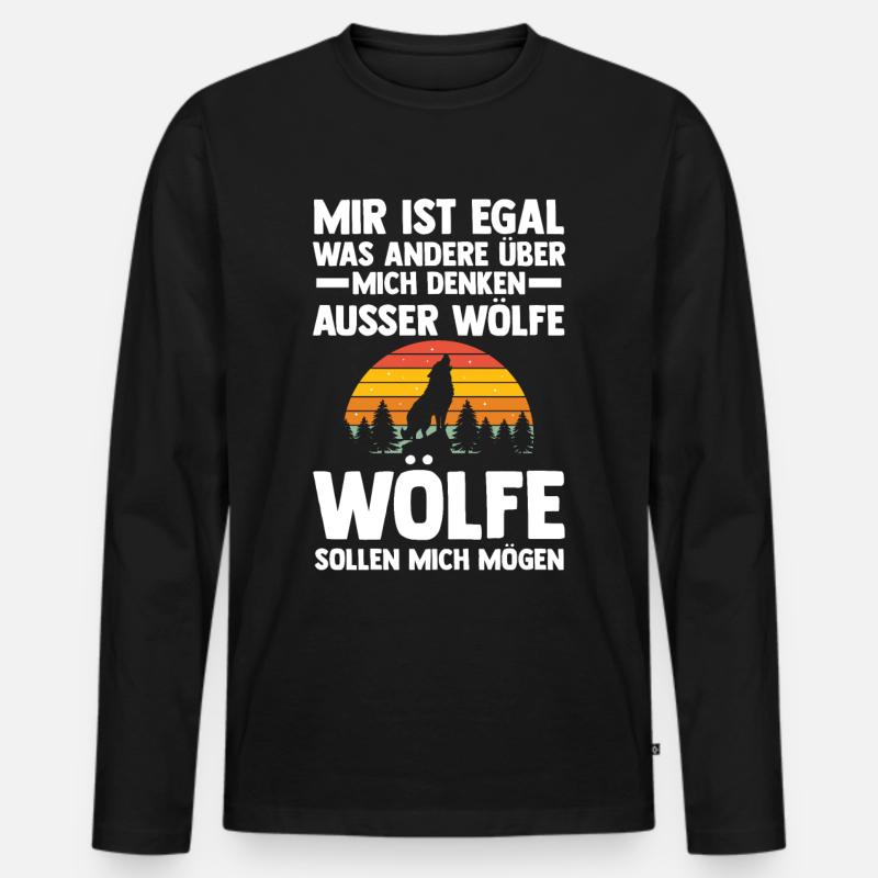Tier Waldtier Wolf - Männer Premium Bio Langarmshirt - Schwarz