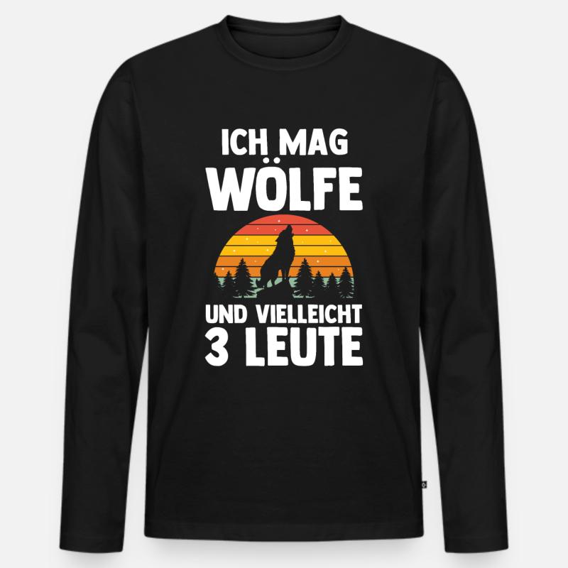 Tier Waldtier Wolf - Männer Premium Bio Langarmshirt - Schwarz