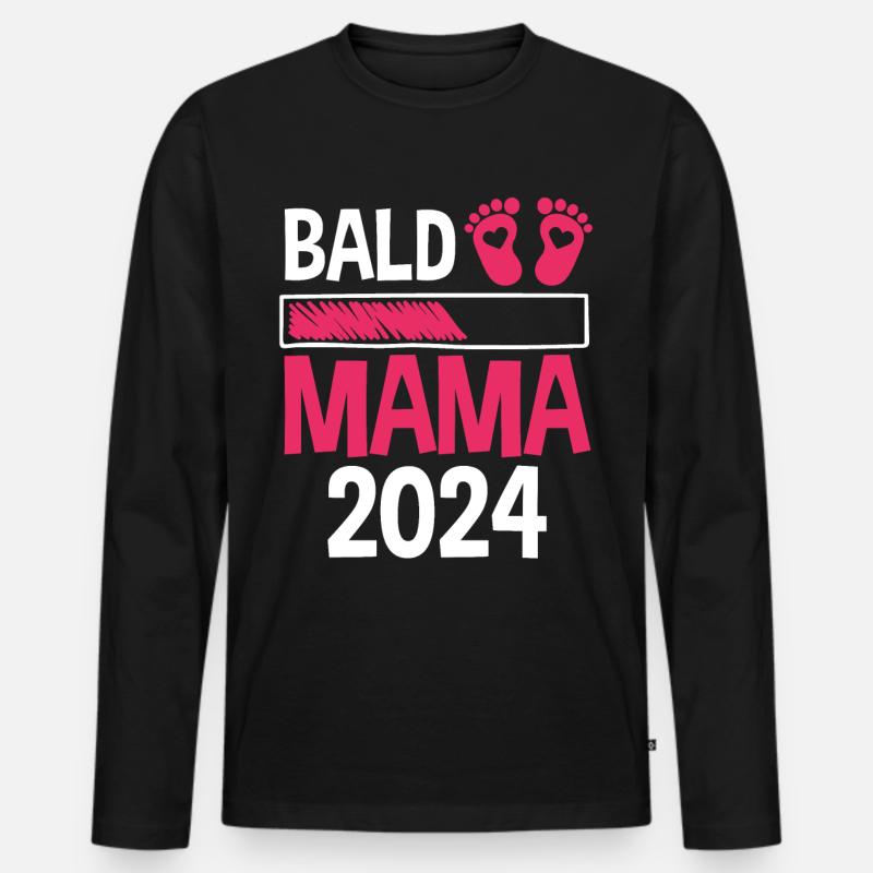 Werdende Mama 2024 - Männer Premium Bio Langarmshirt - Schwarz