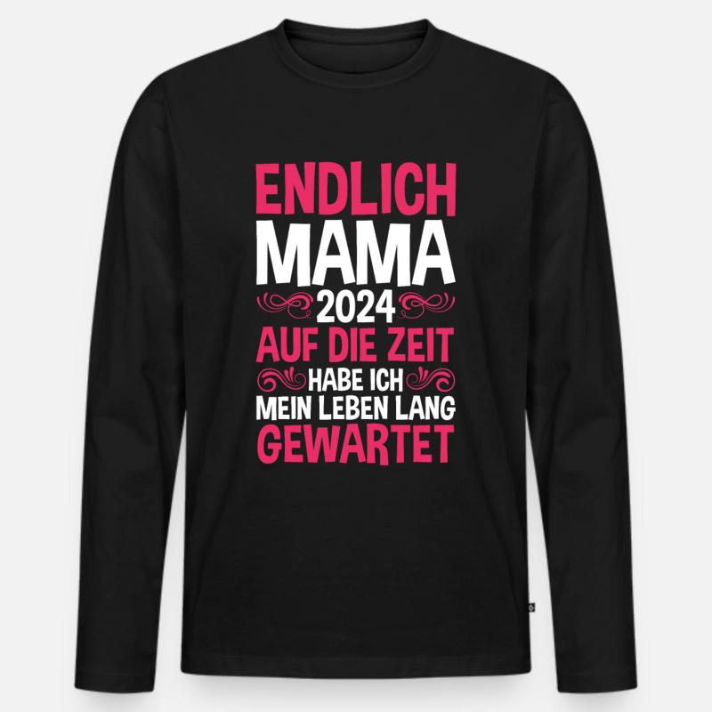 Werdende Mama 2024 - Männer Premium Bio Langarmshirt - Schwarz