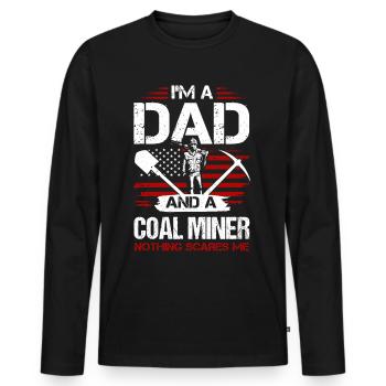 Papa et un mineur de charbon - T-shirt manches longues Premium bio Homme - noir - Devant - Nico (187cm)