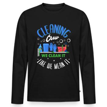 Cleaning Crew - Men's Premium Organic Long Sleeve Shirt - black - Front - Nico (187cm)