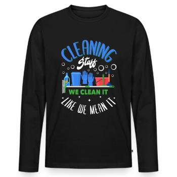 Cleaning Staff - Men's Premium Organic Long Sleeve Shirt - black - Front - Nico (187cm)