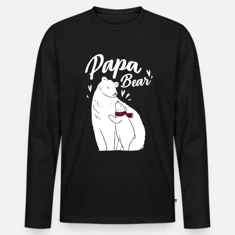 Papa Bear - Männer Premium Bio Langarmshirt - Schwarz