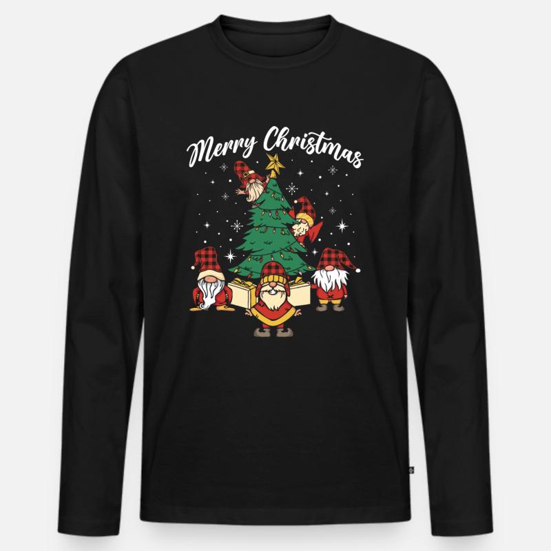 Merry Christmas - Männer Premium Bio Langarmshirt - Schwarz