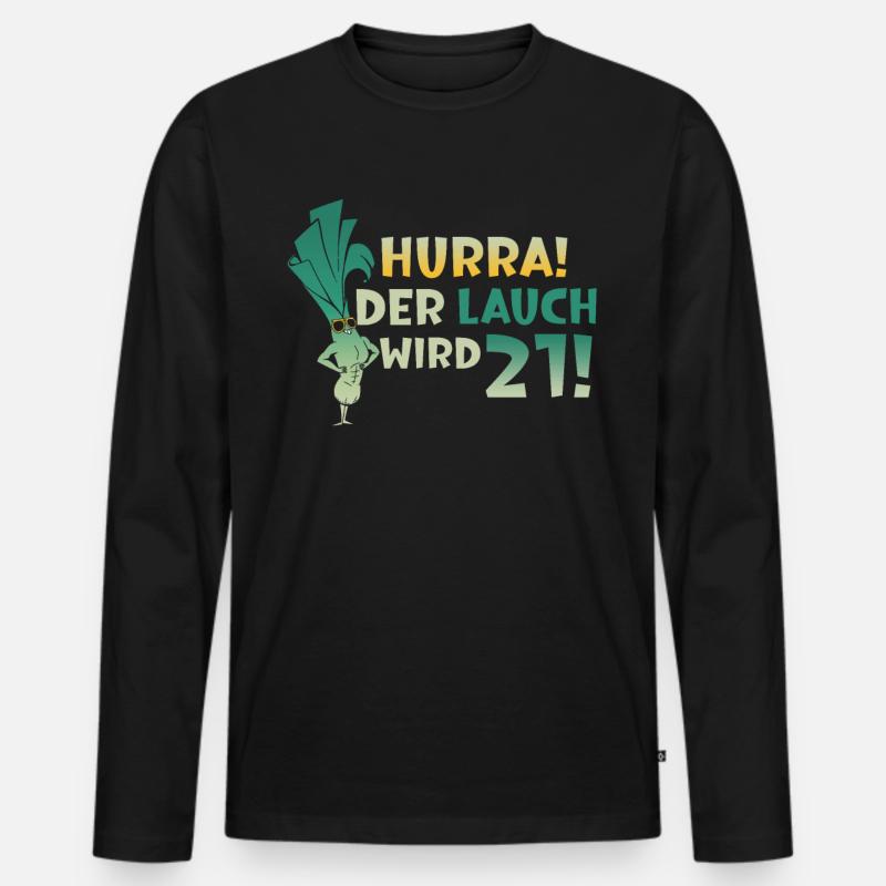 Hurra der Lauch wird 21 - Männer Premium Bio Langarmshirt - Schwarz