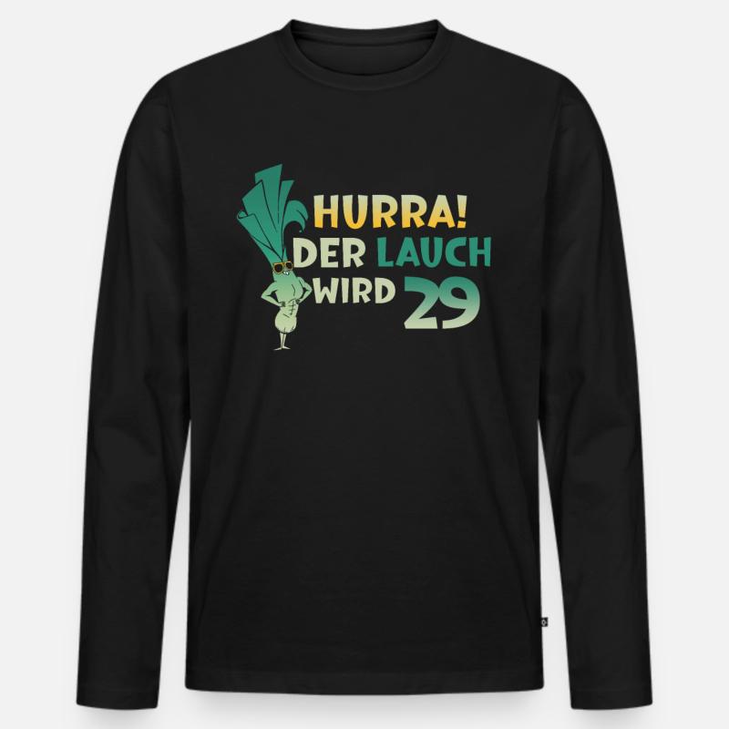 Hurra der Lauch wird 29 - Männer Premium Bio Langarmshirt - Schwarz