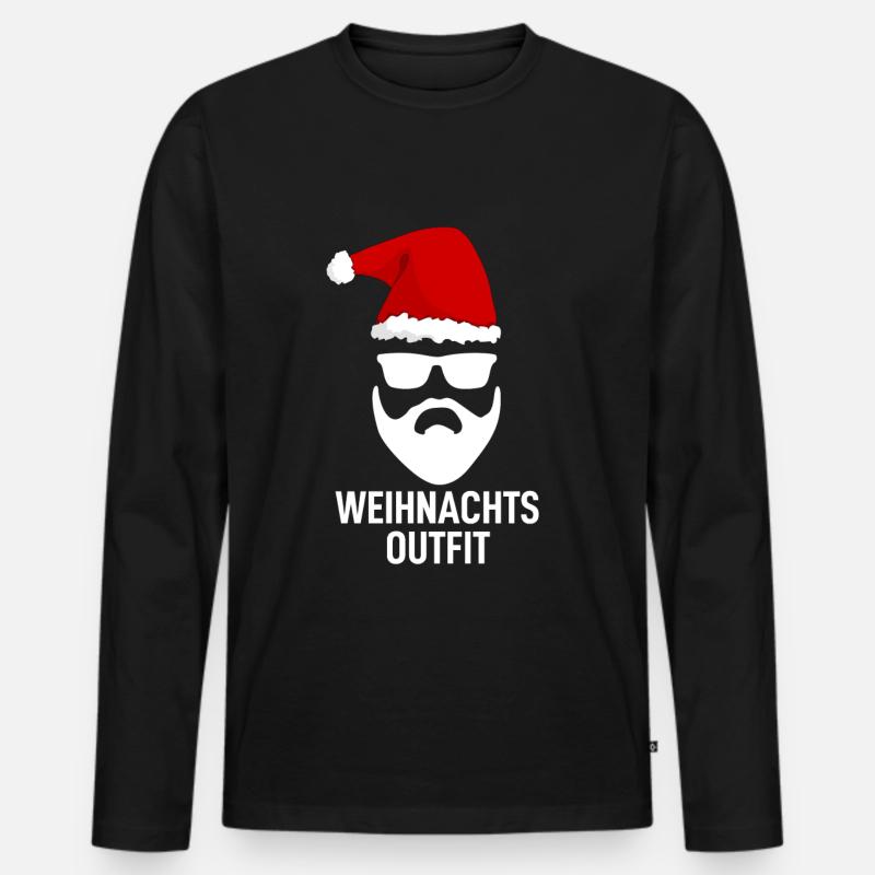 Weihnachts Outfit - Männer Premium Bio Langarmshirt - Schwarz