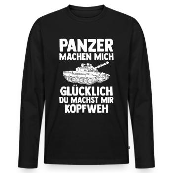 Panzerfahrer Soldat Panzer - Männer Premium Bio Langarmshirt - Schwarz - Vorne - Nico (187cm)