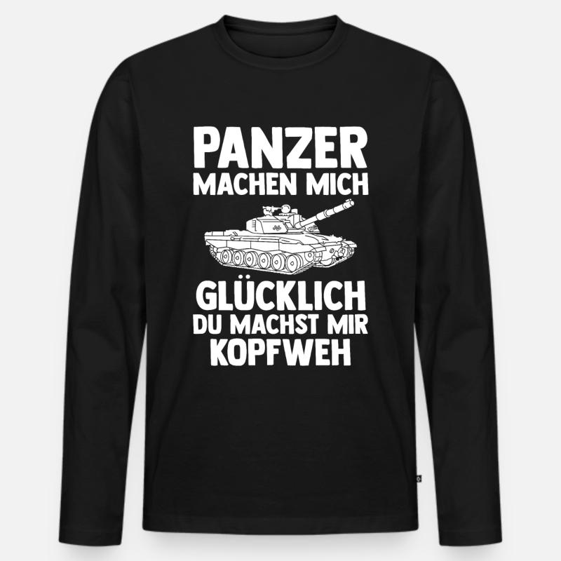 Panzerfahrer Soldat Panzer - Männer Premium Bio Langarmshirt - Schwarz