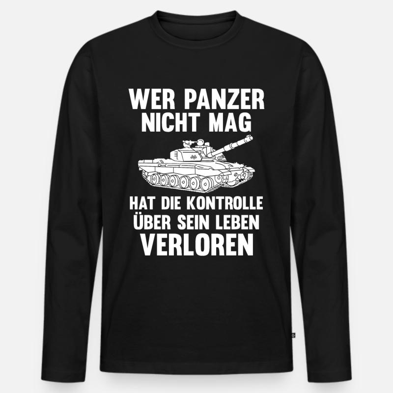 Panzerfahrer Soldat Panzer - Männer Premium Bio Langarmshirt - Schwarz
