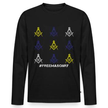 Masonic Gift I Masonic Freemasonry Tshirt - Men's Premium Organic Long Sleeve Shirt - black - Front - Nico (187cm)