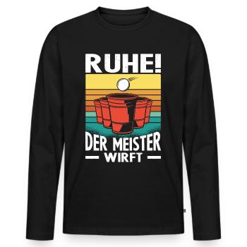 Ruhe Der Meister Wirft Beerpong Beer Pong Bierpong - Männer Premium Bio Langarmshirt - Schwarz - Vorne - Nico (187cm)